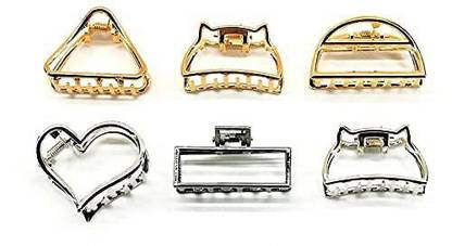BAKEFY 6 piece METAL HAIR CLAW SMALL Metal Hair Claw Clips Set,Small Non-slip Hair Catch Jaw Clamp Metal Hair Claws Hair Clip Hair Accessories, Gold, Silver, Rose Hair Clip