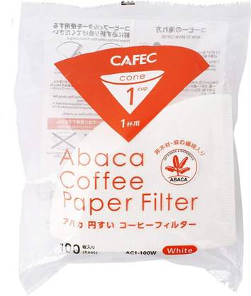 CAFEC Abaca cone-shaped Paper White (1 Cup) 100 Sheets Indian Coffee Filter