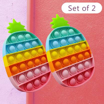 StupidCart Pineapple Pop It Fidget Toys | Push Bubble Sensory toys for Anxiety & Stress Relief and Learning educational Squeeze Toy | Stress and Anxiety Relief and restore focus Toys | Combo Set of 2 |