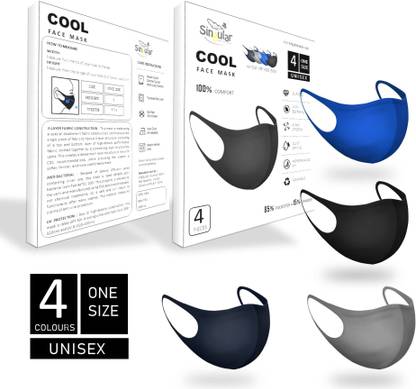 Singular Cloth Face Mask for Men and Women Washable and Reusable Mask with UV Protection Silver+ Viroblock Technology from HeiQ Switzerland Mask Reusable, Washable Cloth Mask