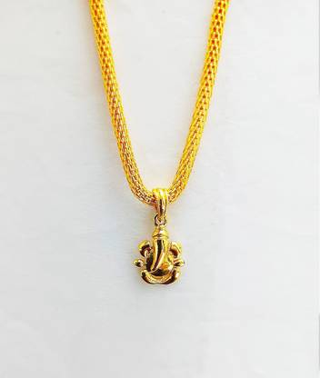 ricky collections Golden Ganesh ji Locket With Golden Snake Chain Brass Brass
