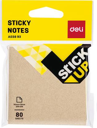 Deli Brown Sticky Notes 64GSM, 3"x3", (Pack of 6) 80 Sheets Regular, 1 Colors