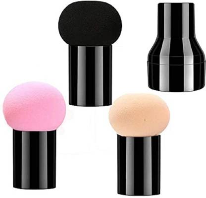 lakyou Glow Elastic Soft Mushroom Shape 3 Piece Beauty Blender for Liquid, Cream and Powder Sponge Makeup Puff (Colors May Vary)