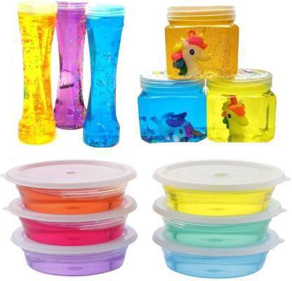 SUPRAMA 3PCS Crystal Colorful Sparkling Glittery Slime,3PCS Unicorn Slime with Unicorn Inside And 6pcs Crystal Soft Clay and Slime Soft Rubber Slime DIY Magic Clay Slime Non-Toxic Crystal Mud Putty Toy combo Multicolor Putty Toy