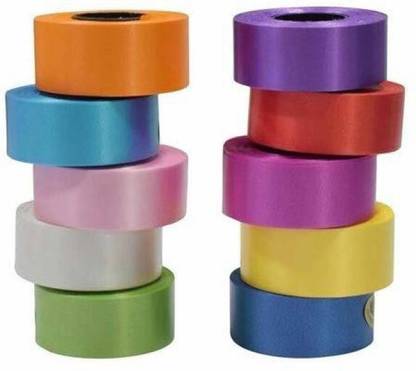 Lucknow Crafts Satin Ribbon 1 inch wide, 10 m long - 10 rolls | For Gift Wrapping, Wedding Floral Decoration, Embroidery, Girls Hair Bow Clip braiding, Multi-purpose Crafting Multicolor Satin Ribbon