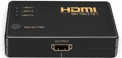 kipek Full HD 3D 3 Port HDMI Splitter Switch Hub HDTV Video with Remote Control Support Power Adapter Not Include Media Streaming Device