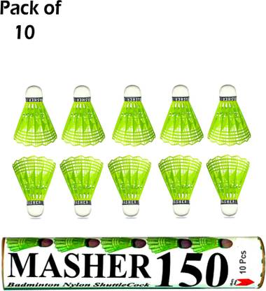 SAGAR Masher 150 plastic shuttlecocks (pack of 10) Plastic Shuttle  - Green