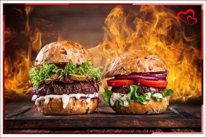 KAMYA HOME DÉCOR 50 cm Hot burger kitchen wall sticker (size-75x50 CM) Self Adhesive Sticker