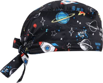 Associated Uniforms UNISEX SATIN SCRUB CAP ROCKET SPACE WITH SWEAT BAND INSIDE Surgical Head Cap
