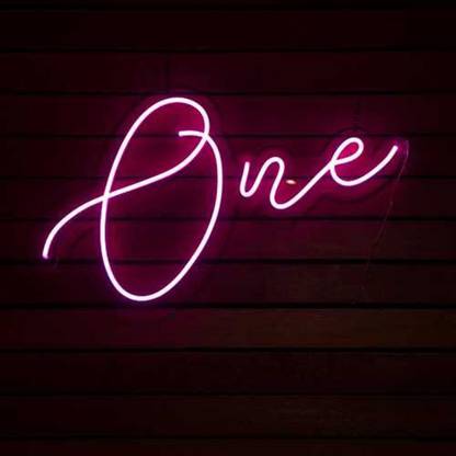 Party Propz Neon Lights For Home - LED Neon Letters Lights One Shape, LED Neon Sign Neon Word Light Art Decorative Wall Decor for Night Light Bright Lamp Words for Baby Room Home, 1st Birthday, 1st Anniversary (Pink) Table Lamp