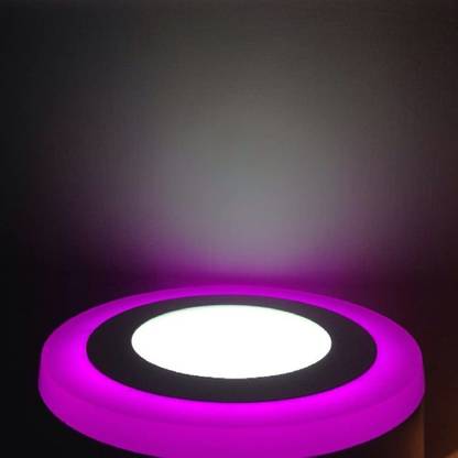 Ravi's Enterprise 6 Watt LED Side Pink Round Panel Light Ceiling 3D Effect Lighting (Double Color) (Pack of 01) | led Panel Light | 6w led Panel Lights for Ceiling | pop led Light | Ceiling Lamp