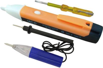 Sauran Electric Tester 1pc Voltage Alert Sensitivity range 90-1000 VAC 1pc Continuity Tester and 1pc Yellow Tester (Pack of 3pcs) Analog Voltage Tester