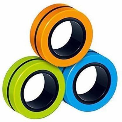 CSK CREATION Anti-Stress Finger FinGears Magnetic Rings for Autism Anxiety Relief Focus Toys, Magnetic Bracelet Ring Unzip Toy Magical Ring Props Tools, Stress Relief Fidget Sensory Toys Set (Multicolor)
