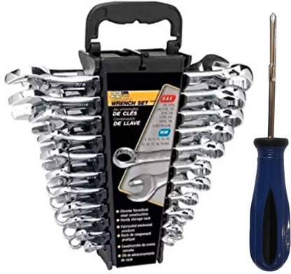 dtc Double Sided Combination Wrench along with screwdriver (Pack of 13+1) Double Sided Combination Wrench