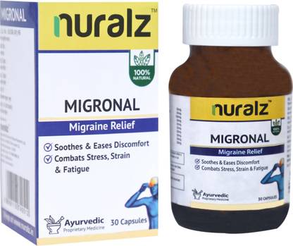 nuralz Migronal Capsules - Helps in Migraine Relief, Soothes & Eases Discomfort, Combats Stress, Strain & Fatigue
