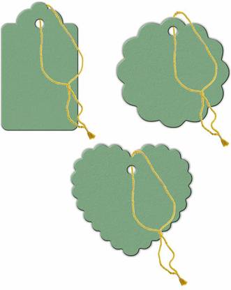 CVANU 150pcs Designer Blank Label/ Note Garment Hang Card Double-Sided Printable Handmade Gift Tag With Golden Strings Idea For Festival Decoration And Special Occasion - Matcha Tea Colour Greeting Card