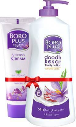 BOROPLUS Doodh Kesar Body Lotion 400 ml + Antiseptic Cream 19ml (2 Items in the set)