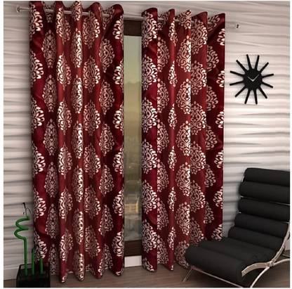 Sarraz 150 cm (5 ft) Door Polyester Semi Transparent Curtain (Pack Of 2)