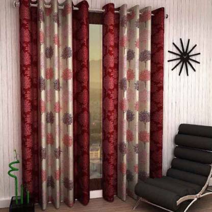 Sarraz 150 cm (5 ft) Door Polyester Semi Transparent Curtain (Pack Of 2)