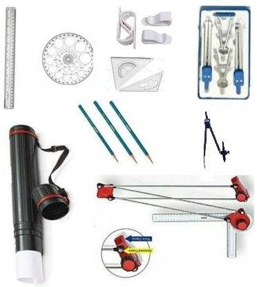 Antiquity Engineering Kit (Set Squares, Protractor, Drawing Clips Etc.) Drafting Compass Set (Number of 12) Drafting Kit
