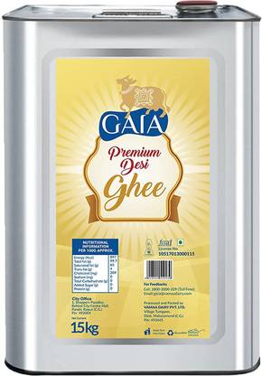 GAIA 100% Desi Cow Ghee | Premium & Traditional 15 Kg Ghee | No Added Preservatives Tin