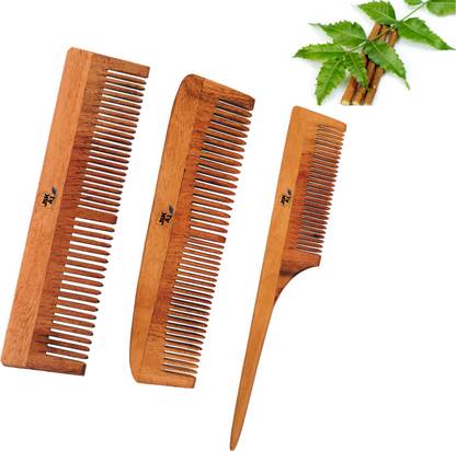 JskA1 Wooden Hair Comb Lili-Ruby-Tail Comb Combo Set Of 3 Unisex