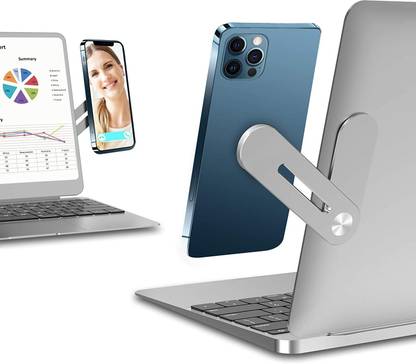 Amulakh Laptop Side Mount Clip, Magnetic Phone Mount, Fixed Clip on Flat and Slim Monitor Laptop Stand Multi Screen Support Phone Holder Computer Expansion Bracket for iPhone Android Smartphone Laptop Stand