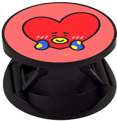 Eggshell Glittery Matt Finish Mobile Back Finger Ring Holder (BT21 - Blushing Tata) Mobile Holder