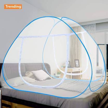 KUNKUN Polyester Adults Washable Foldable for Double Bed & King Size Bed -(200*200*145 CM) Mosquito Net