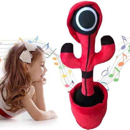 Galox Dancing Squid Game Toy, Talking Repeat Singing Sunny Cactus Toy Songs for Baby + Record Your Sound, Sing + Repeat + Dancing + Recording + LED plant