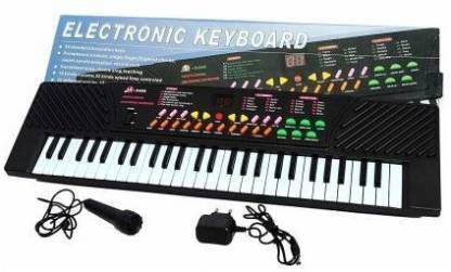 KRISHNA SM-002 5468 PIANO 54 Key Electronic & Musical Keyboard Piano 5468 With Microphone - 5468 PIANO for kids Fun Music & Sound Effects Enhance Auditory Skills . 5468 PIANO Comes With Adapter And Microphone.54 Keys, 16 Volume, 32 Speed Time, 10 Songs Bank Tunes, 10 Rhythms, Easy To Read-display & Dc/ac Power(BLACK)