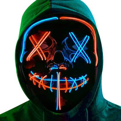 HASTHIP Halloween Light Up Mask LED Mask EL Wire Scary Mask Elders Halloween Costume
