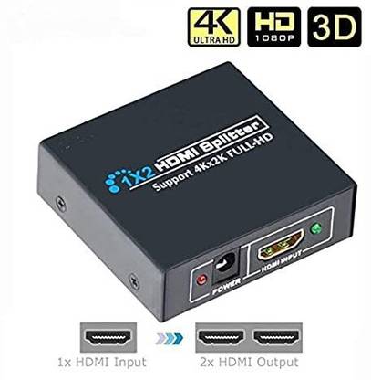 Hmr 1 x 2 HDMI Splitter, 1 HDMI Input to 2 HDMI Output,4K Full HD Video HDMI Switch Compatible with HDTV, Projector, TVs OR Multi Monitor Adapter Media Streaming Device