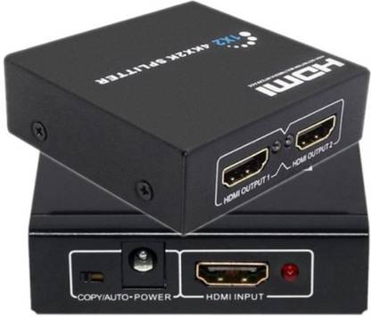 Hmr 1 x 2 HDMI Splitter, 3D 1080P 4K x 2K Full HD Video HDMI Switch, 1 in 2 Out Dual Display Compatible with TVs OR Multi Monitor Adapter Media Streaming Device