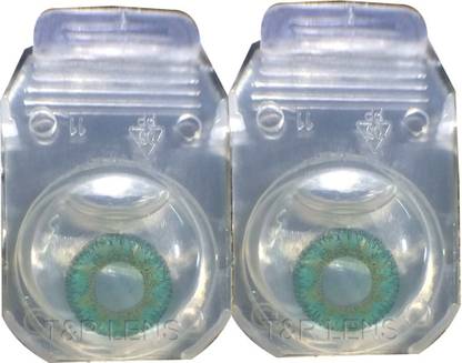 Gold Look turquoise monthly contact lens 1 pair with case solution