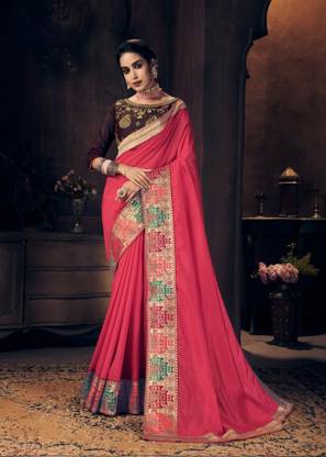 PARI DESIGNER Embellished Fashion Art Silk Saree with Unstitched Blouse