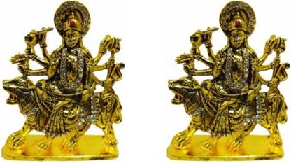 9facts Set of 2 Piece Goddess Durga Devi / Maa Sherawali Idol - Navratri Pooja Statue Decorative Showpiece Decorative Showpiece - 7 cm