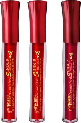 KEYA SETH AROMATHERAPY Aromatic 100% Natural Liquid Sindoor - Red 2Pcs & Maroon 1Pcs With Sponge-Tip- Applicator (Combo Pack ) Sindoor