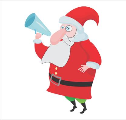 Shree Decor 49 cm funny cartoon santa claus Self Adhesive Sticker