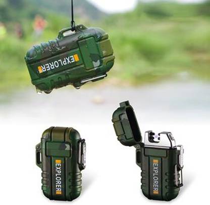 WRADER WATERPROOF Electronic Cigarette Lighter Double Arc Plasma Cigarette Lighter Flameless Windproof Portable Rechargeable USB Lighter Mini Electric Slim Cigarette USB Lighter EXPLORER ELECTRIC LIGHTER Pocket Lighter