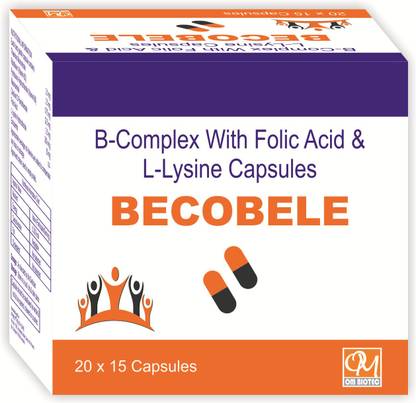 BECOBELE Capsule B-Complex With Folic Acid & L-Lysine Capsules (Pack of 4) 60cap.