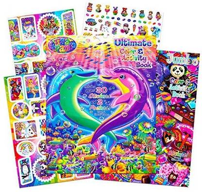 Yunona Lisa Frank Stickers and Coloring Book Super Set (Bundle Includes 2 Books - Over 30 Stickers, 2 Posters and 100 Pages of