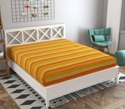 handmade cloud Cotton King Flat 250 TC Striped Bedsheet
