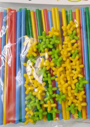 skiloriz unbreakable colourful PVC fiber assemble Stick toy & Straw & Pipe & assembling Block joint toys kit under create & build to Grow kids creativity & children Puzzle solving & boy Engineering skill & girl IQ buster & baby EDUCATIVE idea