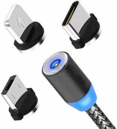 ICECLOUD Micro USB Cable 3 m Cable | Magnet Tip Fast Charging Charger Line 3 in 1 Magnetic USB