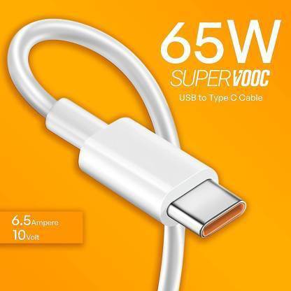 moshpit 65watt Realme Super Fast Type C Data Cable, USB-A to USB-C Cable Nylon Power Meter for Cables
