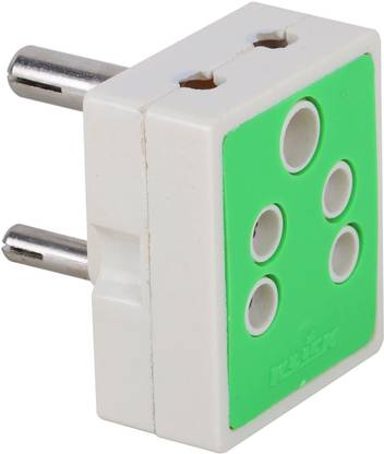 KLICK 3 Pin X 5 Pin Multiplug, Travel Adapter with Three Input Socket, Inbuilt Surge Protection, Electrical Accessories (240V, Green, Pack Of 10) 6 A Five Pin Socket