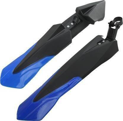 MyGodGift Bicycle Atom Mudguard with Reflective Tape, Black-Blue Clip-on Front & Rear Fender Full Length Front & Rear Fender