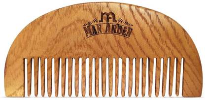 Man Arden Pure Neem Wooden Pocket Size Beard Comb with Premium Faux Leather Pouch