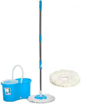 TWONE Bucket Mop with 2 Super Absorbent Refill for All Home & Office Floor Cleaning,360 Degree Spin Bucket, 180 Degree Flexible Handle,for Perfect Cleaning Bucket, Mop, Mop Refill